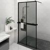 vidaXL Walk-in Shower Wall with Shelf Black 118x190 cm ESG Glass&Aluminium