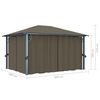 vidaXL Gazebo with Curtain&LED String Lights 4x3 m Taupe Aluminium