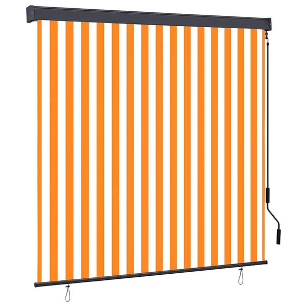 vidaXL Roller Blind White and Orange 180 x 250 cm Fabric and Aluminum