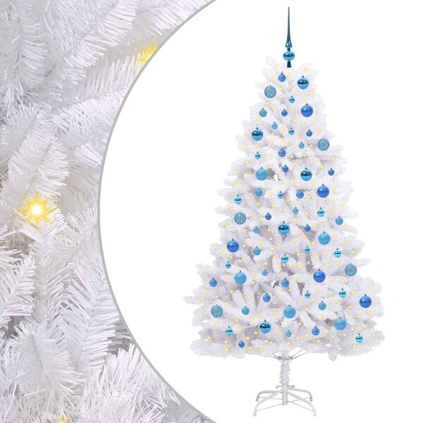 vidaXL Artificial Hinged Christmas Tree White 180 cm PVC and Steel
