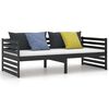 vidaXL Day Bed without Mattress Black Solid Wood Pine 90x200cm