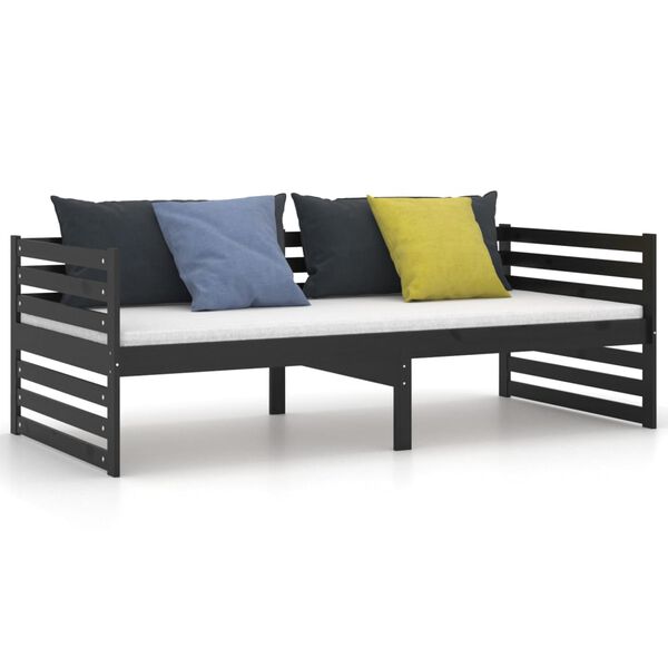 vidaXL Day Bed without Mattress Black Solid Wood Pine 90x200cm