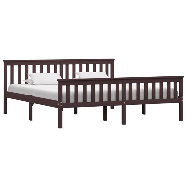 vidaXL Bed Frame without Mattress Dark Brown Solid Wood 180x200 cm Super King (283237+2x321988)