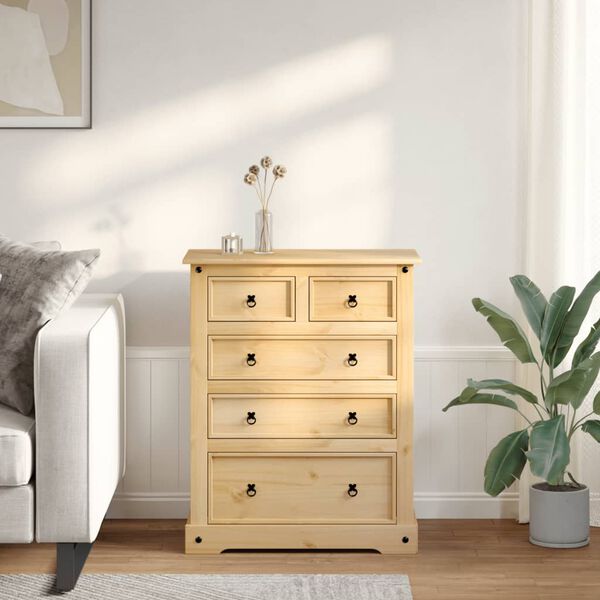 vidaXL Chest of Drawers Corona 92x48x114 cm Solid Wood Pine