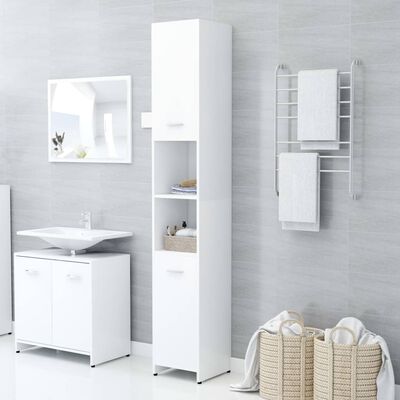 vidaXL Bathroom Cabinet White 30x30x183.5 cm Engineered Wood