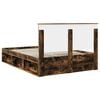 vidaXL Bed Frame with Drawer Smoked Oak 150 x 200 cm Solid Pine Wood