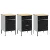 vidaXL Work Cabinet with Drawer 3 pcs Black and Grey 75 x 45 x 85 cm