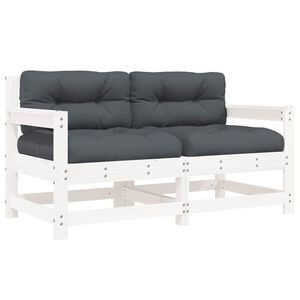vidaXL Garden Chairs with Cushions 2 pcs White Solid Wood Pine