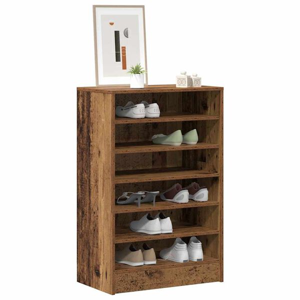 vidaXL Shoe Cabinet Old Wood 60x35x92 cm Engineered Wood