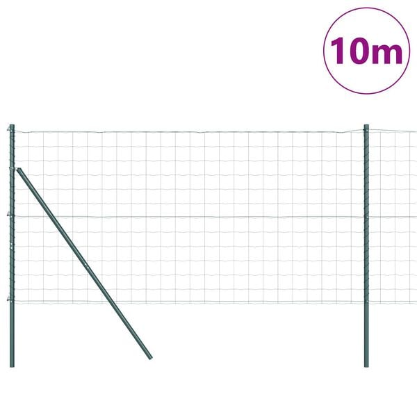 vidaXL Fence with Post Green 1.2 x 10 m Steel
