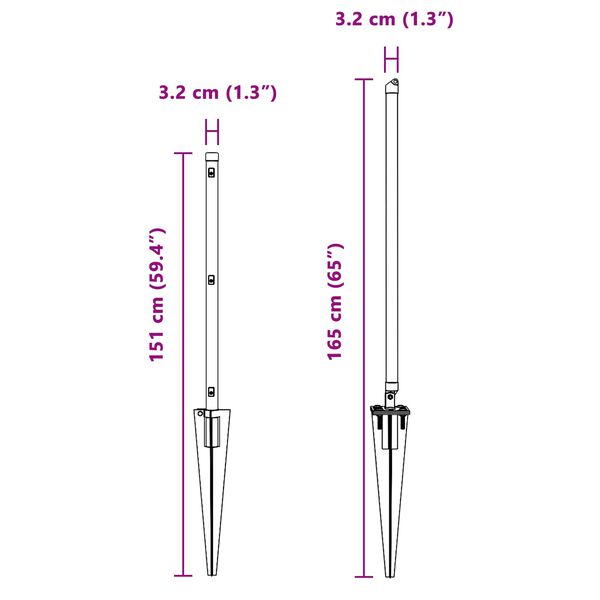 vidaXL Fence Post Other 26 pcs Grey 3.2 x 3.2 x 120 cm Steel