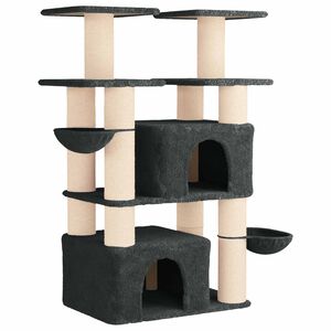 vidaXL Cat Tree with Sisal Scratching Posts Dark Grey 147 cm 2 pcs