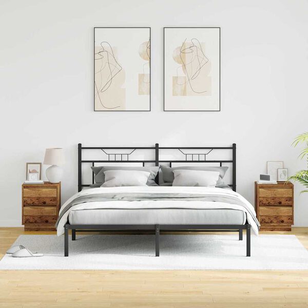 vidaXL Bedside Cabinet with Drawer 2 pcs Old Wood 39 x 34.5 x 50 cm