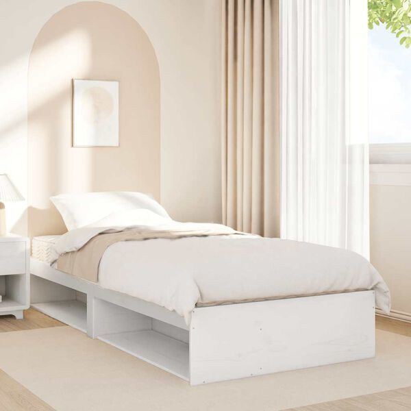 vidaXL Day Bed with Mattress White 90x200 cm Solid Wood Pine