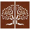 vidaXL Garden Wall Decorations 2 pcs 105x55 cm Corten Steel Tree Design
