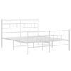 vidaXL Metal Bed Frame without Mattress with Footboard White 150x200cm