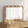 vidaXL Vanity Mirror with LED Strip Lights Artisan Oak 80 x 55 x 18 cm