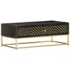 vidaXL Coffee Table Black and Gold 90x50x35 cm Solid Mango Wood