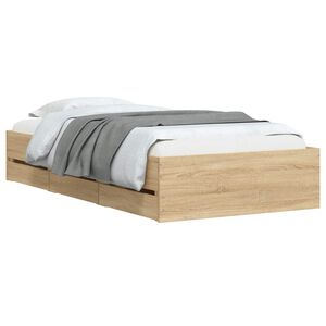 vidaXL Bed Frame with Storage with Drawer Sonoma Oak Engineered wood