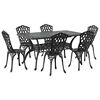 vidaXL Garden Dining Set 7 pcs Black Aluminium