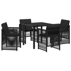 vidaXL Garden Dining Set 5 pcs Black Powder-Coated Steel