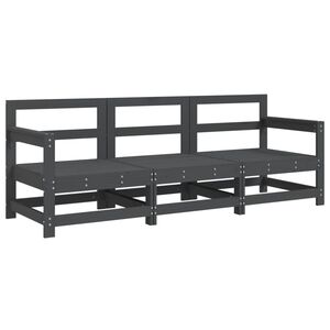 vidaXL 3 Piece Garden Lounge Set Grey Solid Wood Pine