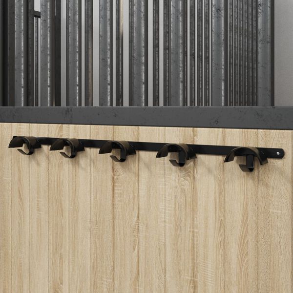vidaXL Bridle Hanger for 5 Bridles with 5 Hooks Black Iron