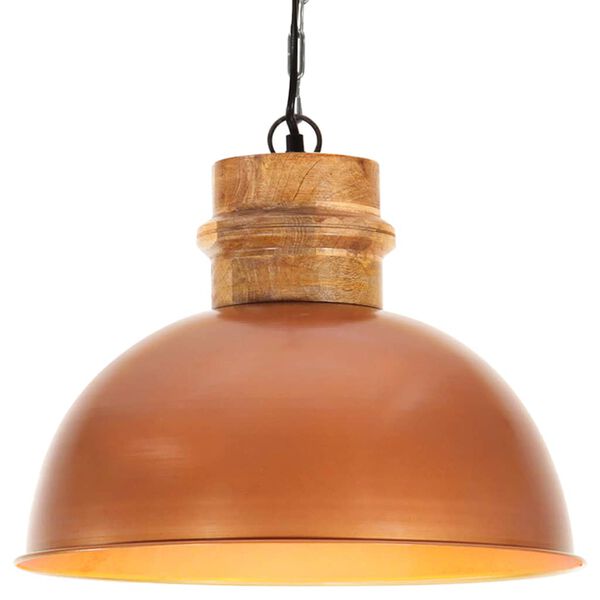 vidaXL Industrial Hanging Lamp Copper Round 42 cm E27 Solid Mango Wood