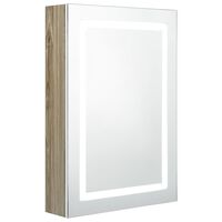 vidaXL LED Bathroom Mirror Cabinet White and Oak 50x13x70 cm