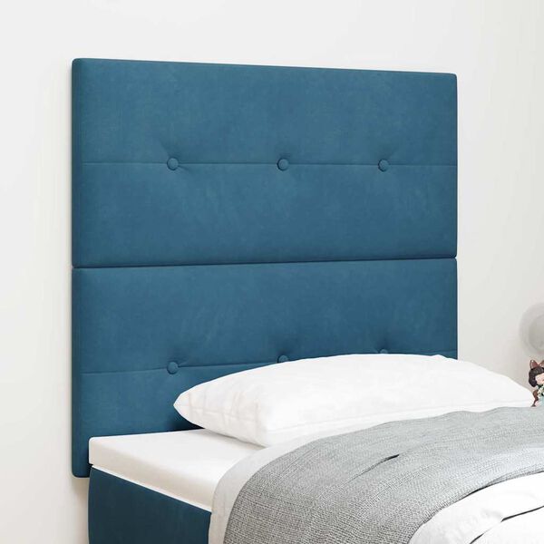 vidaXL Headboard with LED Strip Lights Adjustable Blue 90 cm Velvet