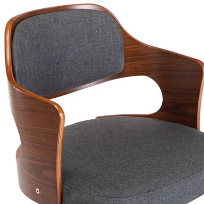 vidaXL Swivel Office Chair Grey Bent Wood and Fabric