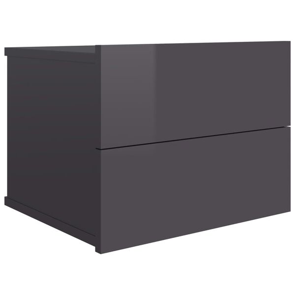 vidaXL Bedside Cabinet High Gloss Grey 40x30x30 cm Engineered Wood