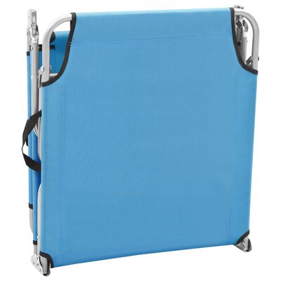 vidaXL Folding Sun Lounger Steel and Fabric Turquoise Blue