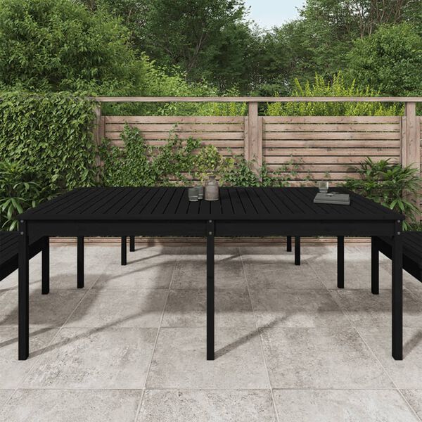 vidaXL Garden Table Black 203.5x100x76 cm Solid Wood Pine