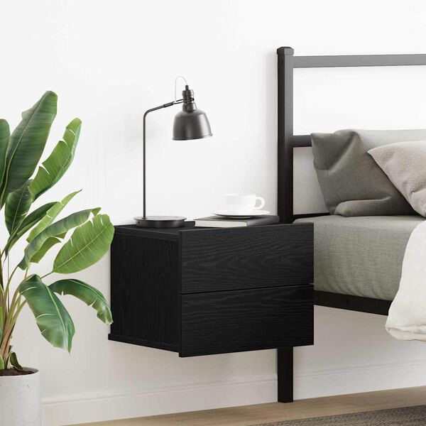 vidaXL Bedside Cabinet Black Oak 40 x 30 x 30 cm Engineered Wood