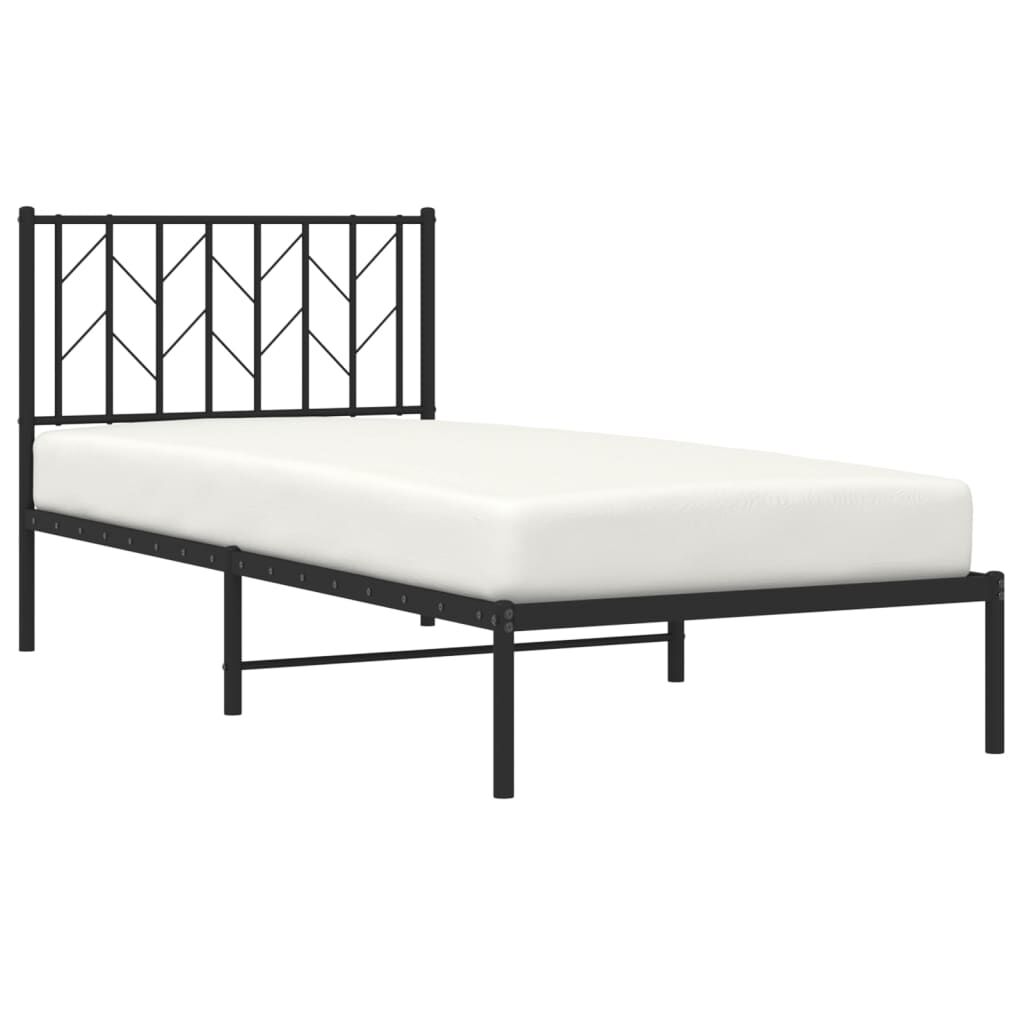 vidaXL Metal Bed Frame without Mattress with Headboard Black 90x190cm