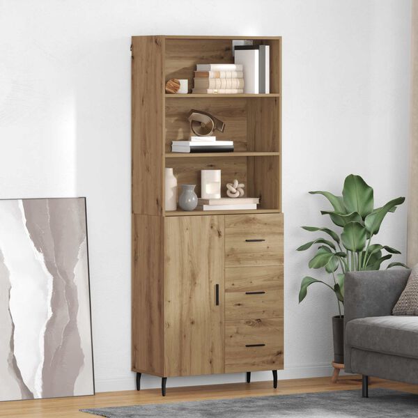 vidaXL Highboard with Drawer Artisan Oak 69.5 x 34 x 180 cm
