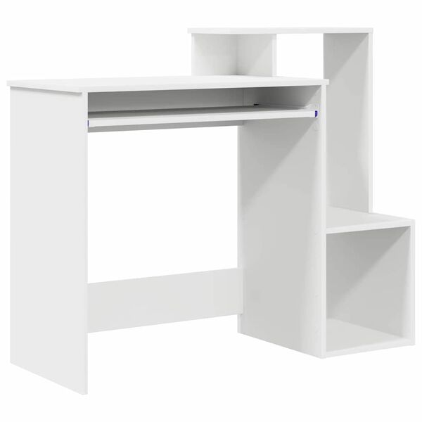vidaXL Desk with Shelf White 106 x 40 x 88.5 cm Engineered Wood