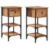 vidaXL Bedside Cabinet with Drawer 2 pcs Brown 33.5 x 36 x 70 cm