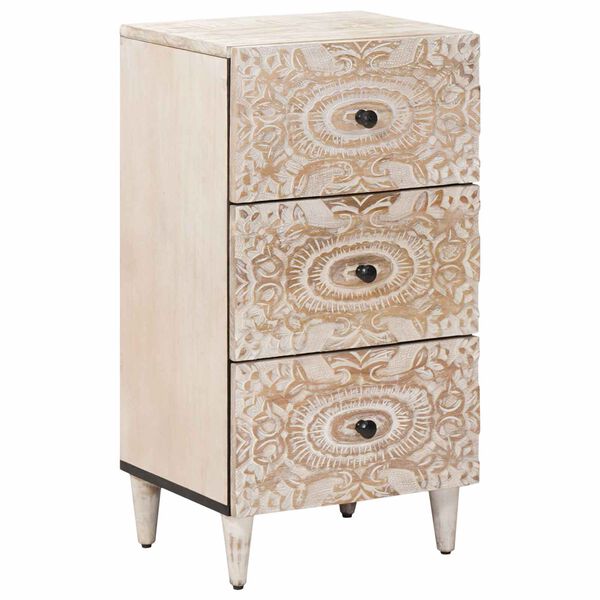 vidaXL Sideboard with Drawer White 40 x 33.5 x 75 cm Solid Mango Wood
