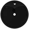 Ceramic Bathroom Sink Basin Faucet/Overflow Hole Black Round