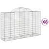 vidaXL Arched Gabion Baskets 8 pcs 200x50x120/140 cm Galvanised Iron