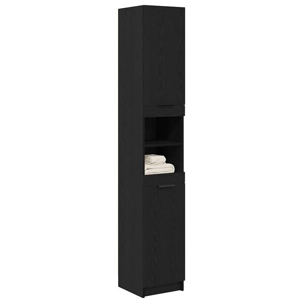 vidaXL Bathroom Cabinet Black oak 32 x 34 x 188.5 cm Engineered Wood