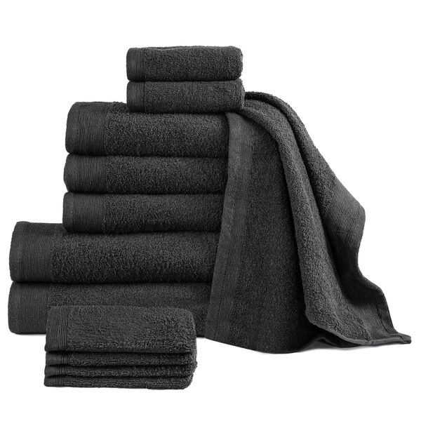vidaXL 12 Piece Towel Set Cotton 450 gsm Black