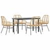 vidaXL 5 Piece Garden Dining Set Brown Poly Rattan Glass