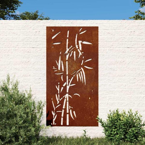 vidaXL Garden Wall Decoration 105x55 cm Corten Steel Bamboo Design
