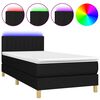 vidaXL Box Spring Bed with Mattress&LED Black 100x200cm Fabric