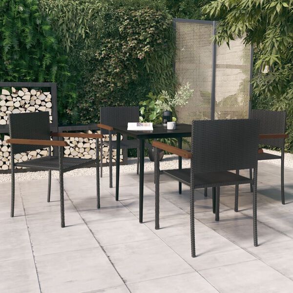 vidaXL 5 Piece Garden Dining Set Black