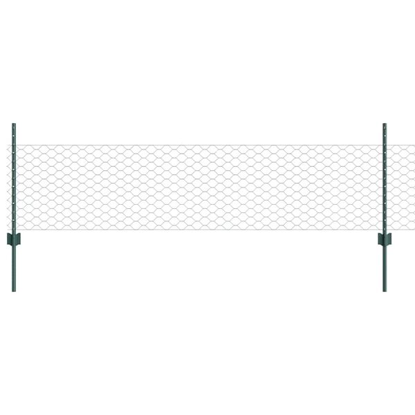 vidaXL Fence with Post Green 0.5 x 100 m Steel and PVC