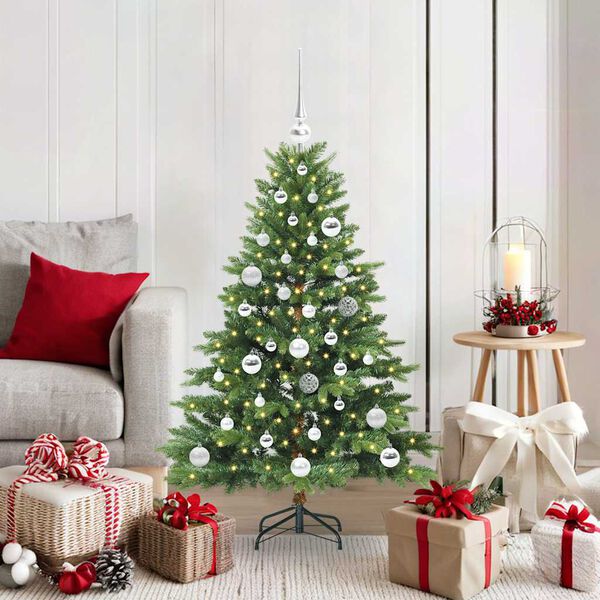 vidaXL Artificial Christmas Tree with 150 LEDs Green 120 cm PE and PVC